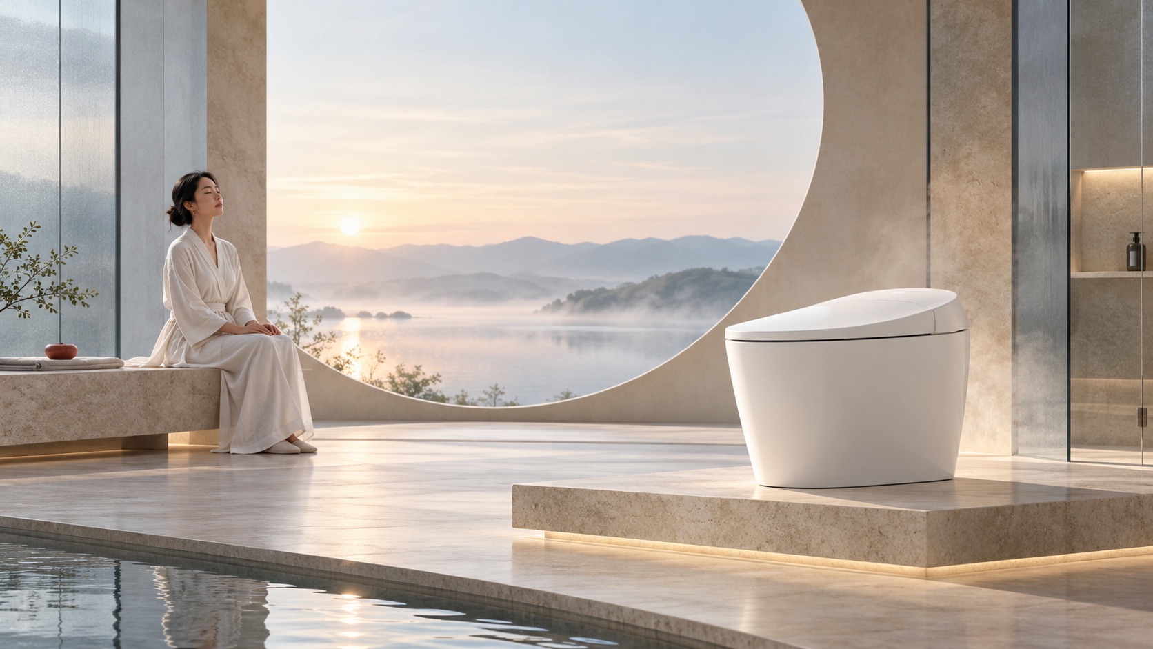 KONG BATH smart toilet in a calm architectural bathroom